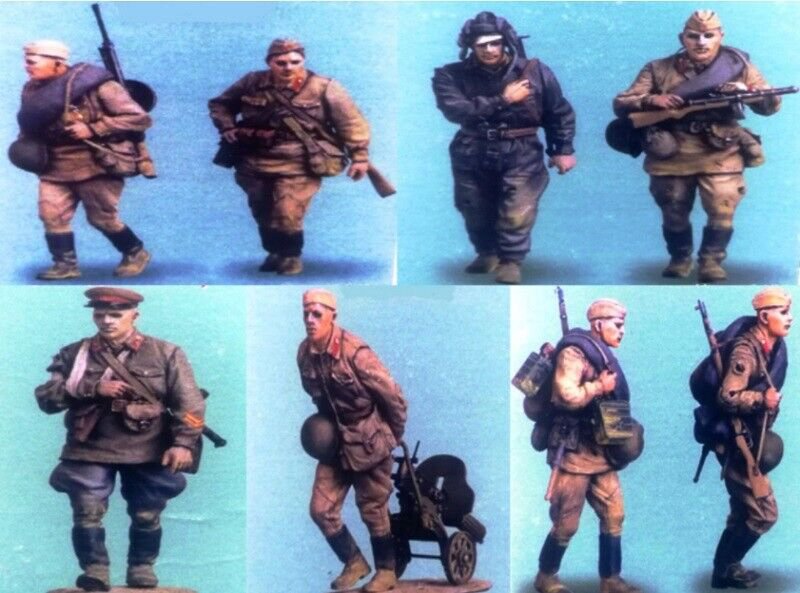 1/35 8pcs Resin Figure Model Kit Soviet Soldiers Infantry WWII Unpainted