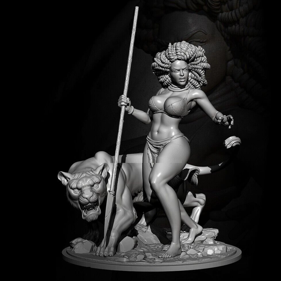 60mm Resin Figure Model Kit Sexy Girl Female Barbarian Hunter Unpainted