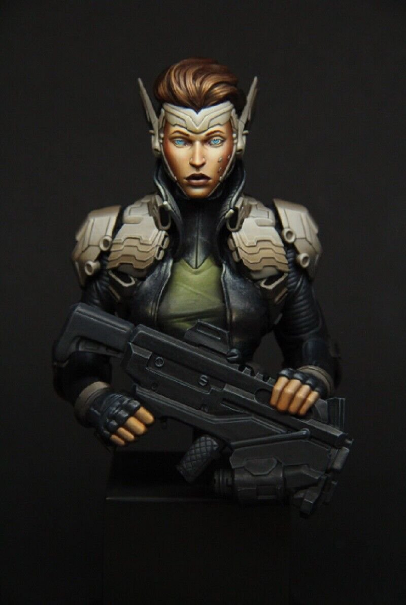 1/10 BUST Resin Figure Model Kit Sexy Girl Space Shooter CyberPunk Unpainted