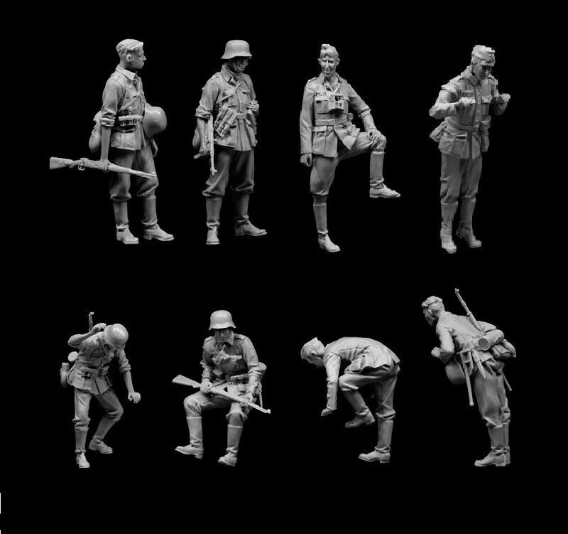 1/35 8pcs Resin Figure Model Kit German Soldiers Infantry Wehrmach WWII Unpainte