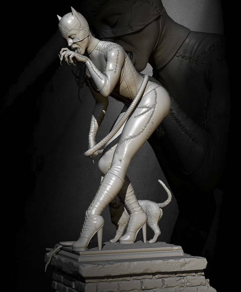 1/24 75mm Resin Figure Model Kit Sexy Girl SuperHero Catwoman Unpainted