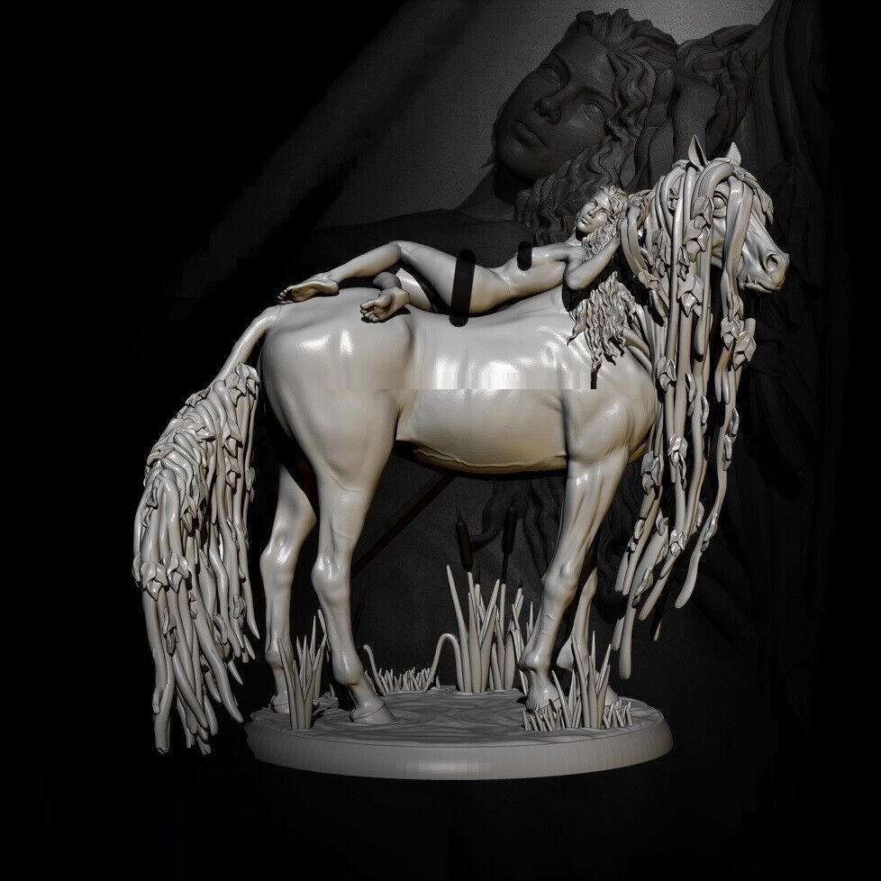 1/32 Resin Figure Model Kit Sexy Girl Warrior Amazon and Horse Unpainted