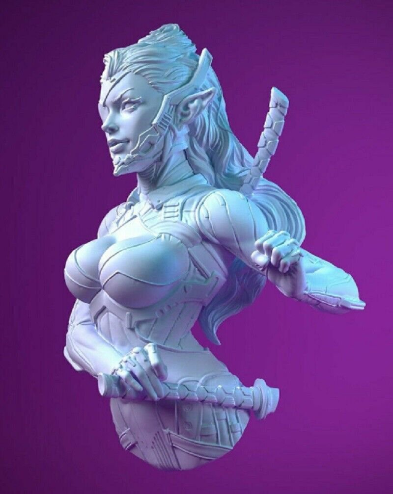 1/10 BUST Resin Figure Model Kit Sexy Girl Samurai CyberPunk Unpainted