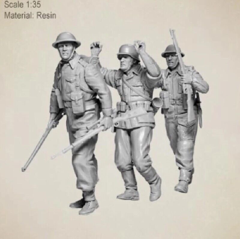 1/35 Resin Figure Model Kit British Soldiers and Captive WWII Unpainted &