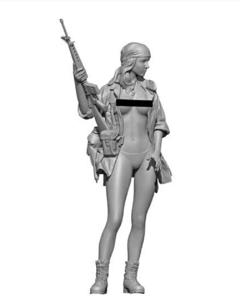 1/35 Resin Figure Model Kit Modern Sexy Girl Soldier Shooter Fantasy Unpainted