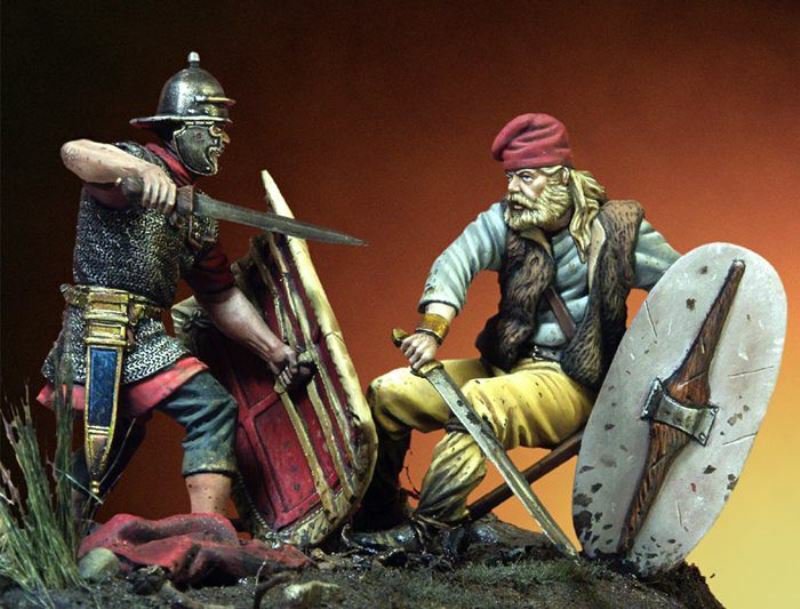 1/32 Resin Figure Model Kit Roman German Warriors (with base) Unpainted Unassamb