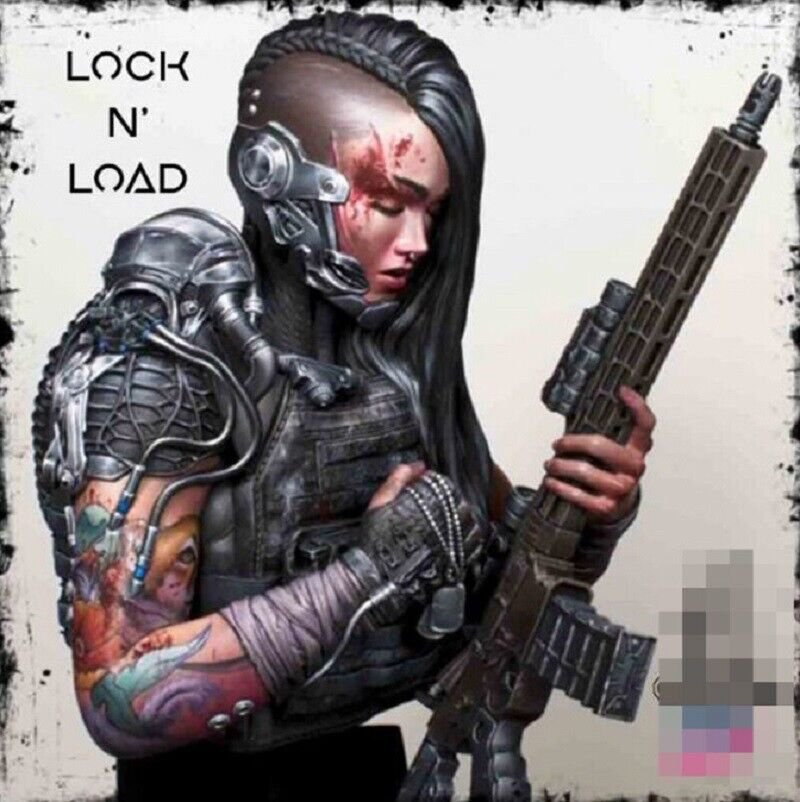 53mm BUST Resin Figure Model Kit Sexy Girl Soldier CyberPunk Unpainted Unassambl