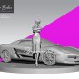 1/35 Resin Figure Model Kit Modern Sexy Girl with Speed Racing Car Unpainted