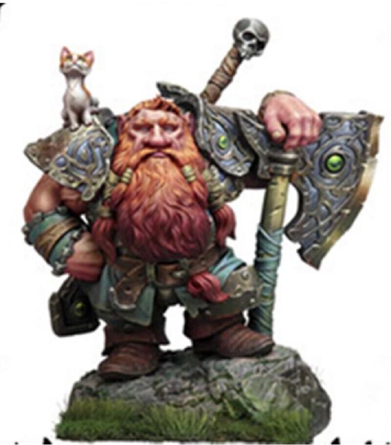 1/24 Resin Figure Model Kit Warrior Dwarf and Cat Unpainted Unassambled