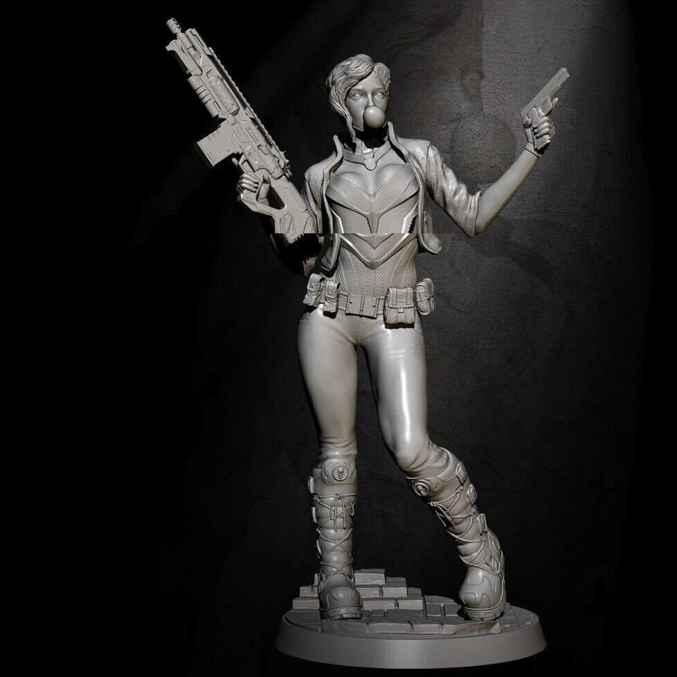 1/24 75mm Resin Figure Model Kit Sexy Girl Female Shooter Bandit Unpainted