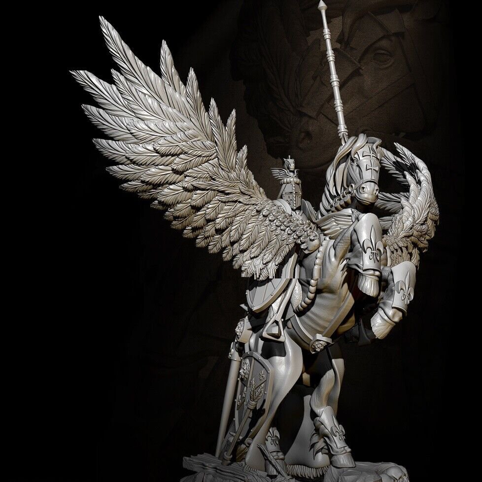 75mm Resin Figure Model Kit Knight Horseman Paladin Pegasus Unpainted Unassamble