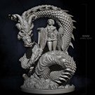 80mm Resin Figure Model Kit Sexy Girl and Dragon Fantasy Unpainted X0243