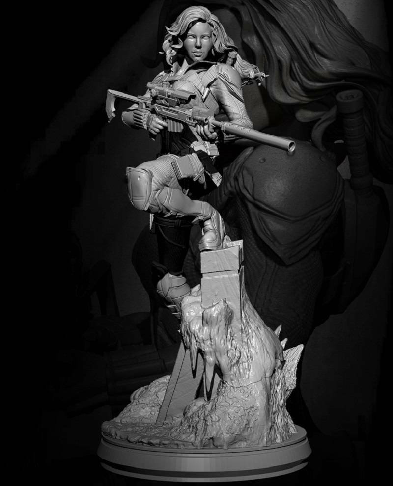 1/24 Resin Figure Model Kit Sexy Girl SuperHero Black Widow Sniper Unpainted