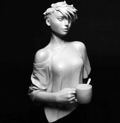 1/9 110mm Resin Figure Model Kit BUST Modern Sexy Girl Drinks Coffee Unpainted