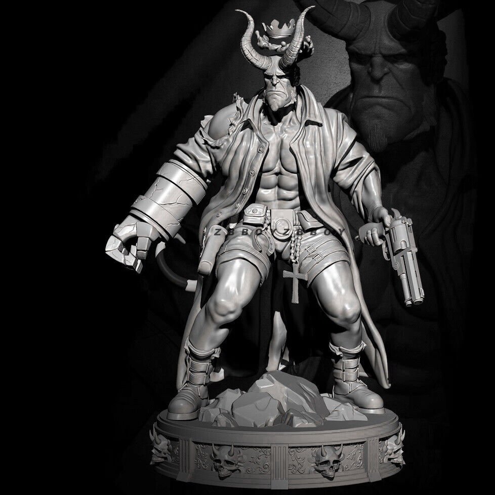 1/24 75mm Resin Figure Model Kit Warrior Demon SuperHero Hellboy Unpainted
