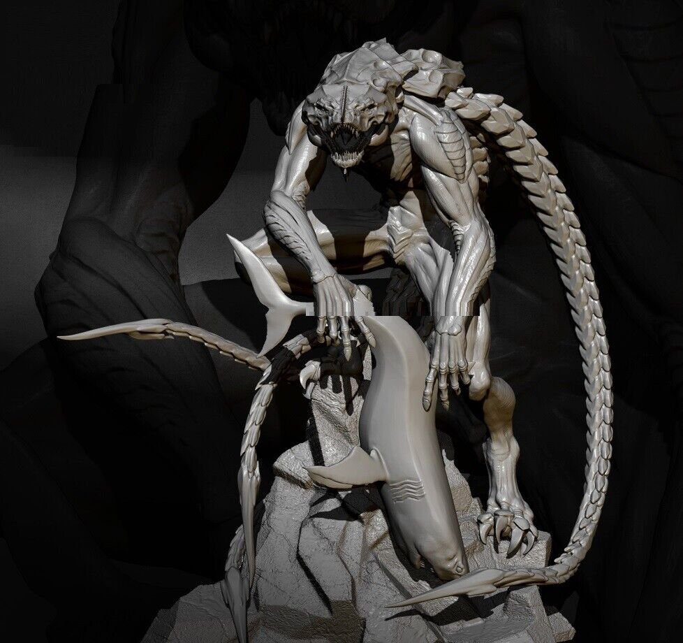 85mm Resin Figure Model Kit Shark Monster Alien Unpainted Unassambled