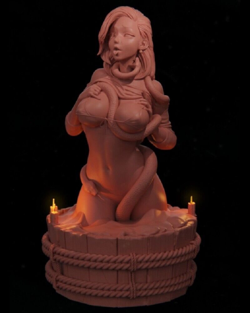 95mm BUST Resin Figure Model Kit Sexy Girl Female and Snake Unpainted Unassamble