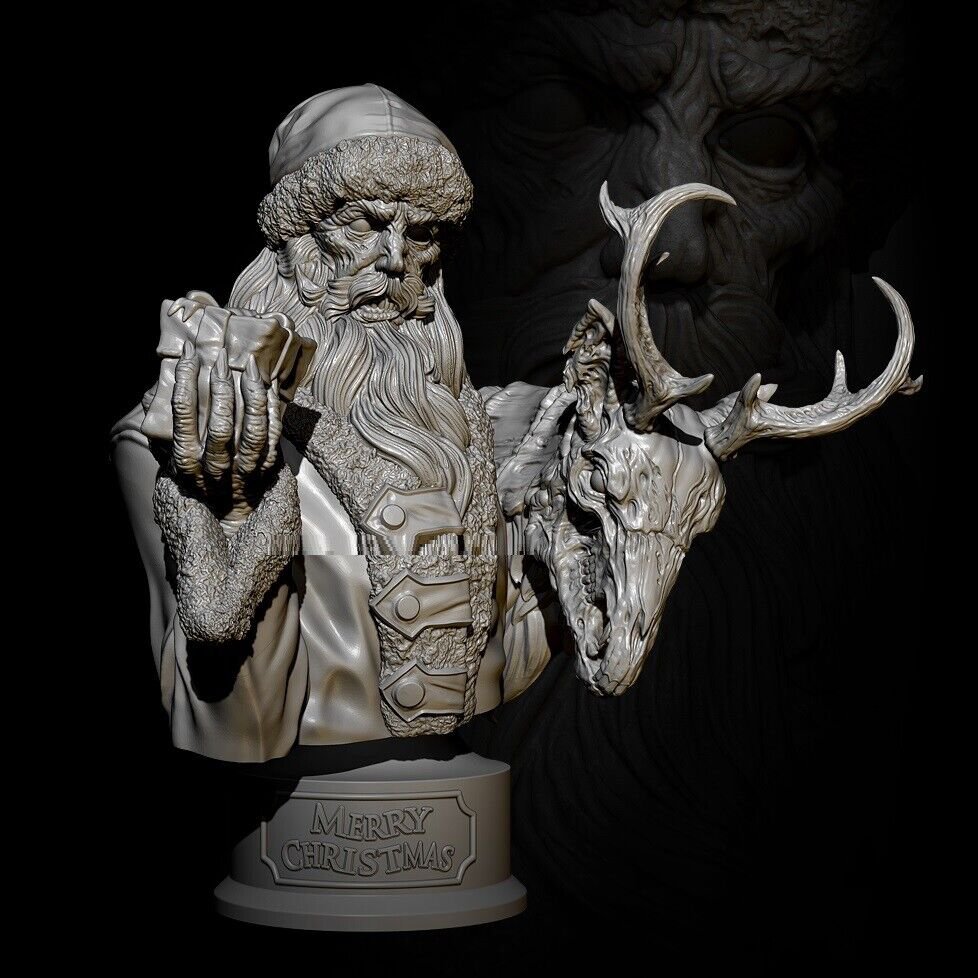 55mm BUST Resin Figure Model Kit Angry Bad Santa Fantasy Unpainted Unassambled