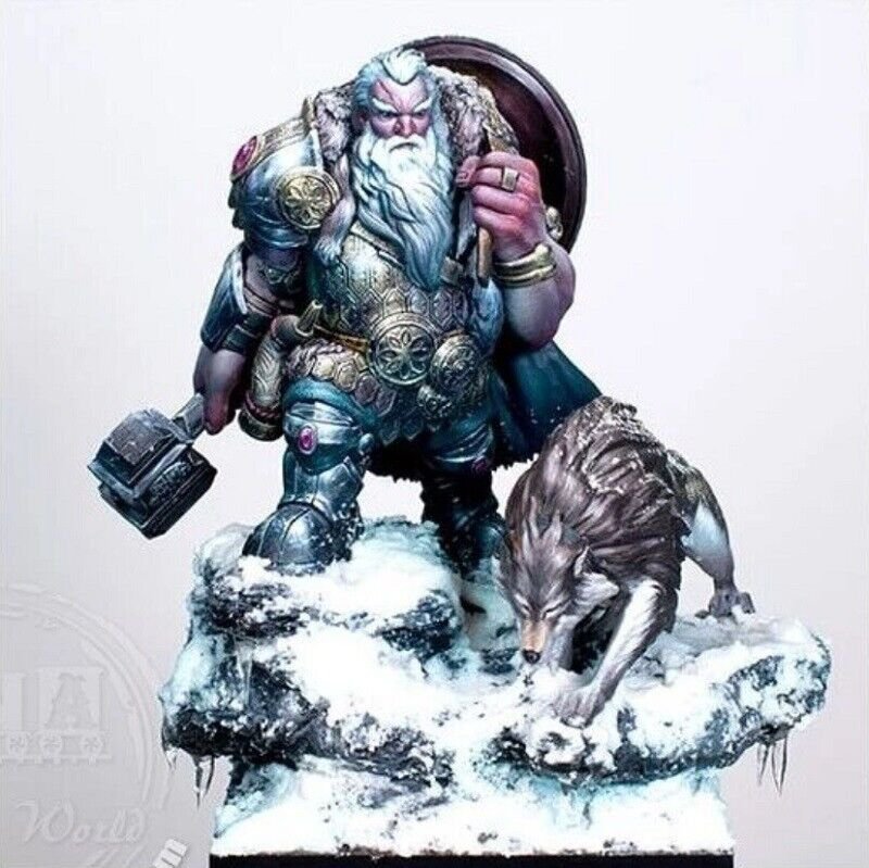 1/20 Resin Figure Model Kit Warrior Dwarf and Wolf Unpainted Unassambled