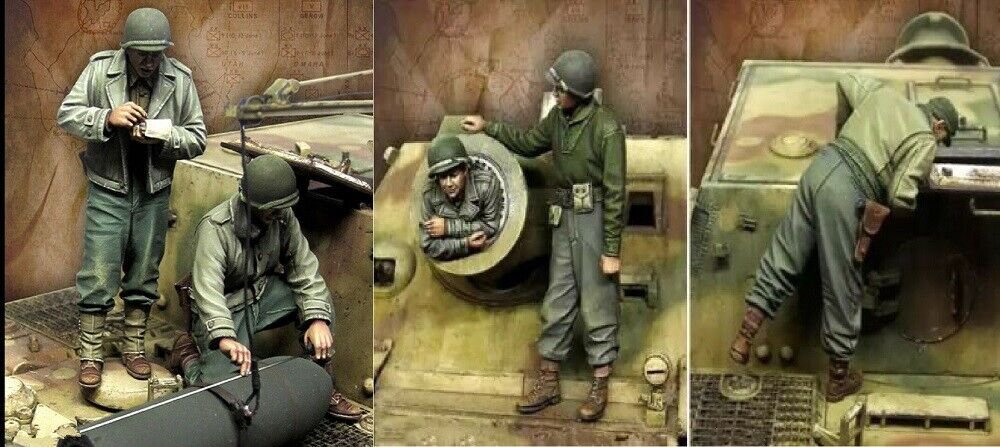 1/35 Resin Figure Model Kit US Soldiers Tank Crew WWII Unpainted Unassambled