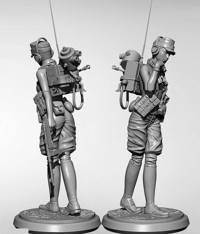 1/24 Resin Figure Model Kit Sexy Girl Signal Operator WWII Fantasy Unpainted