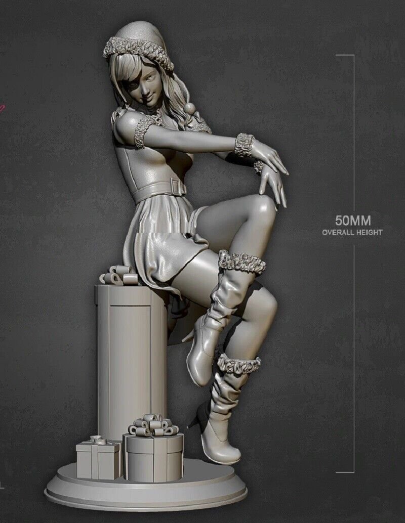 50mm Resin Figure Model Kit Modern Sexy Girl Christmas Photoshoot Unpainted
