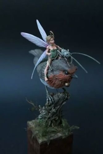 54mm Resin Figure Model Kit Fairy on the Sparrow (WITH TREE NO BASE) Unpainted
