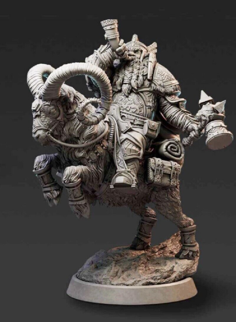 56mm Resin Figure Model Kit Goat and Dwarf Warrior Unpainted Unassambled