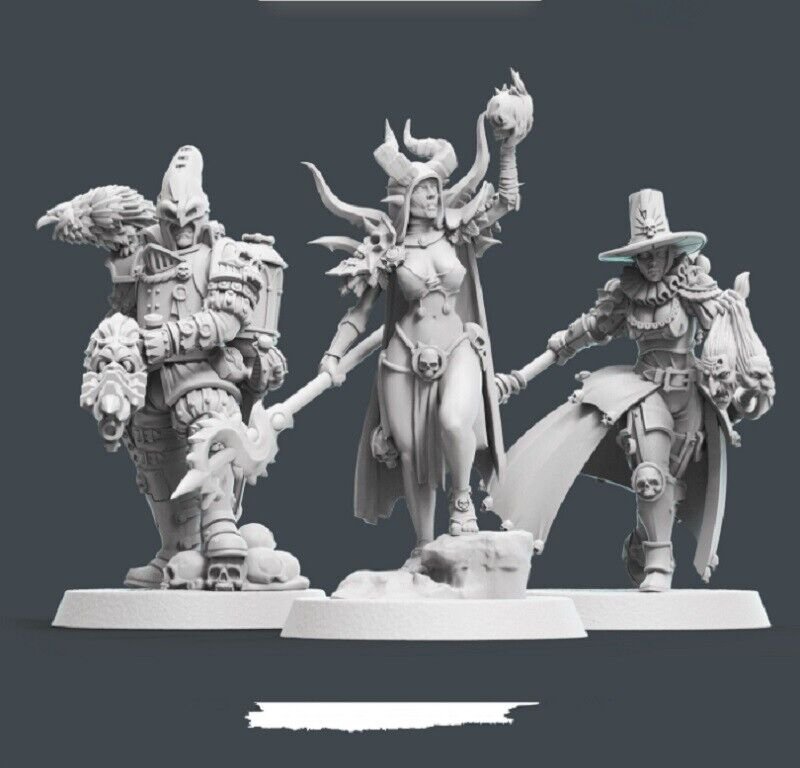 28mm 3pcs Resin Figure Model Kit Sorcerers Witches Unpainted Unassambled