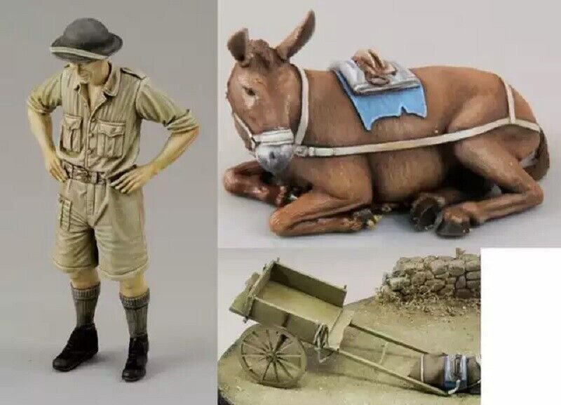 1/35 Resin Figure Model Kit British Soldier and Donkey WWII Unpainted Unassamble