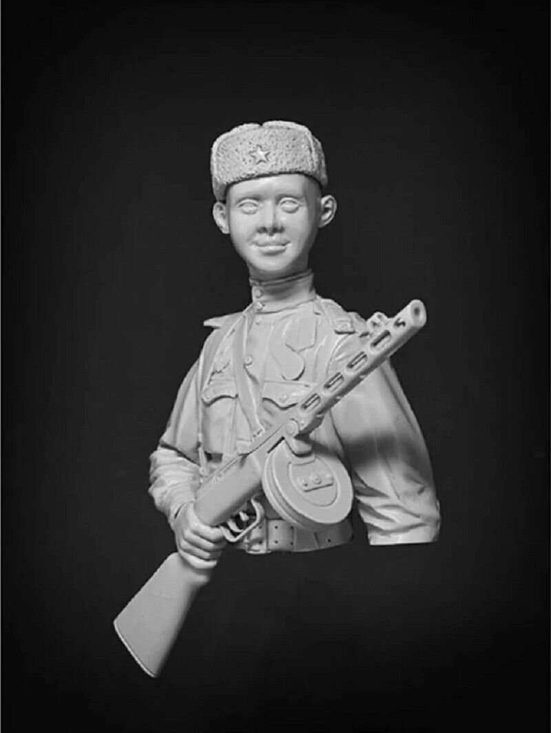 1/10 BUST Resin Figure Model Kit Soviet Soldier Machine Gunner WWII Unpainted