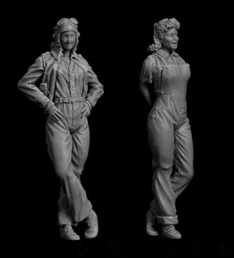 1/35 Resin Figure Model Kit Girls US Pilot & Mechanic WWII Unpainted Unassembled