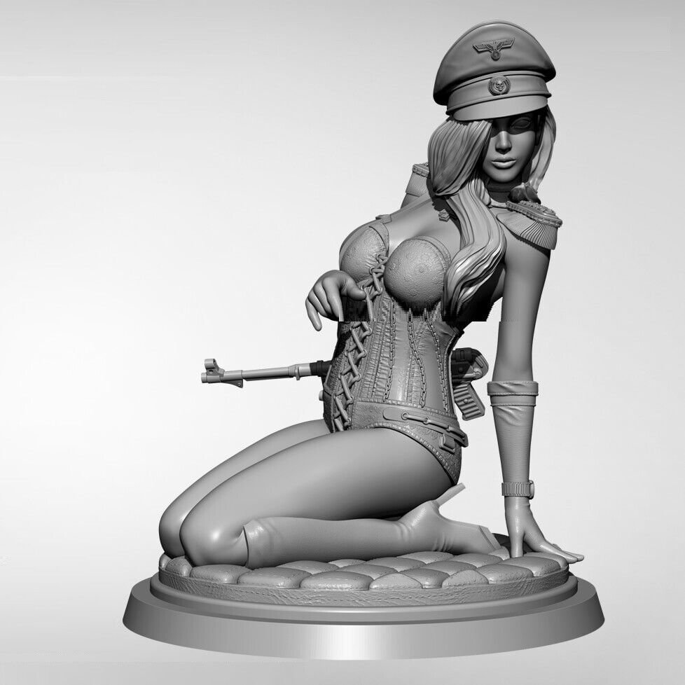 1/18 Resin Figure Model Kit Sexy Girl German Officer WWII Unpainted Unassambled