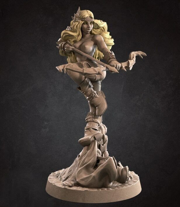 75mm Resin Figure Model Kit Sexy Girl Female Archer Huntress Unpainted