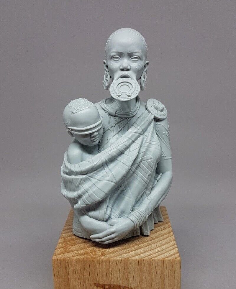 1/10 BUST Resin Figure Model Kit African Girl Wild Tribe Unpainted Unassambled
