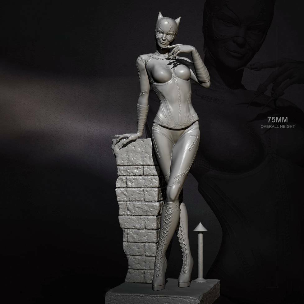 1/24 75mm Resin Figure Model Kit Sexy Girl SuperHero Catwoman Unpainted X0219