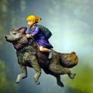 1/24 75mm Resin Figure Model Kit Girl Riding a Wolf WWII Unasembled Unpainted