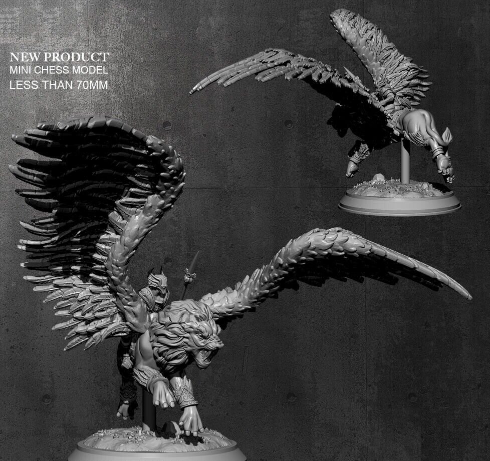 70mm Resin Figure Model Kit Warrior Flying Lion Unpainted Unassambled