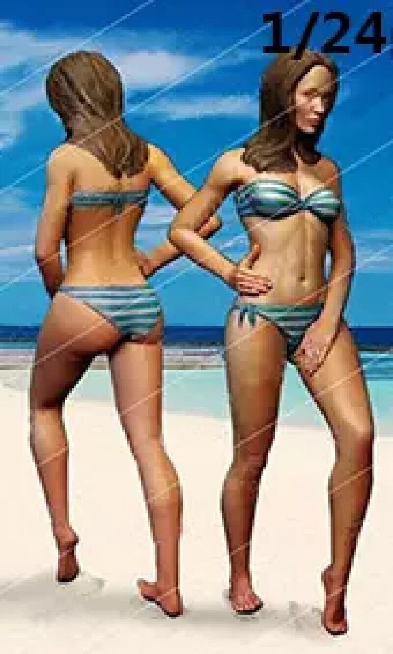 1/24 75mm Resin Figure Model Kit Beautiful Sexy Girl Bikini Beach Unpainted