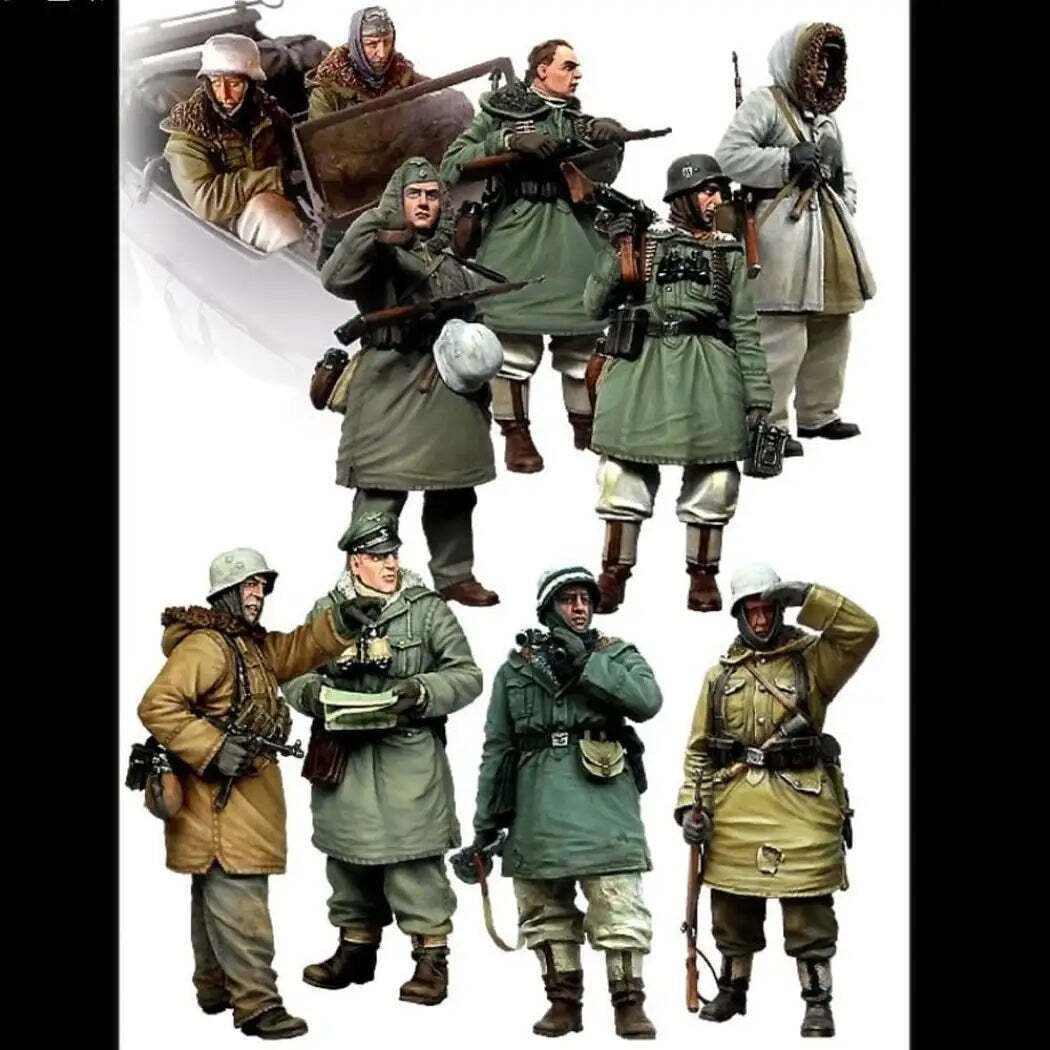 1/35 10pcs Figures Resin Model Kit Winter German Soldiers Infantry WW2 Unpainted