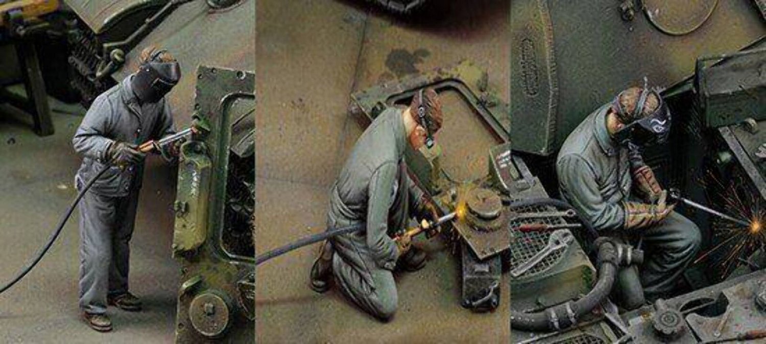 1/35 3pcs Resin Model Kit German Mechanics Welders WW2 Unpainted