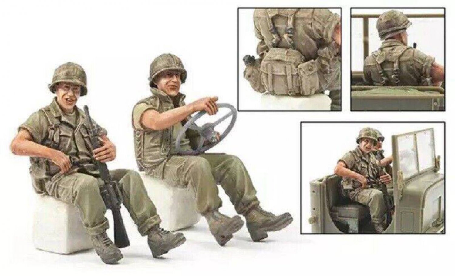 1/35 2pcs Resin Model Kit Vietnam War US Army Soldiers (no car) Unpainted