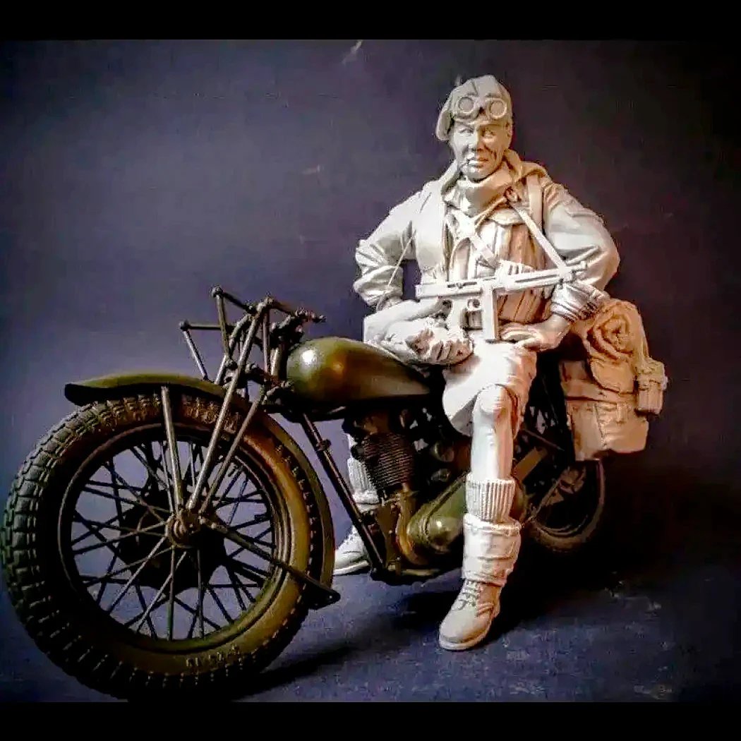 1/9 Resin Model Kit British Soldier Paratrooper no moto WW2 Unpainted