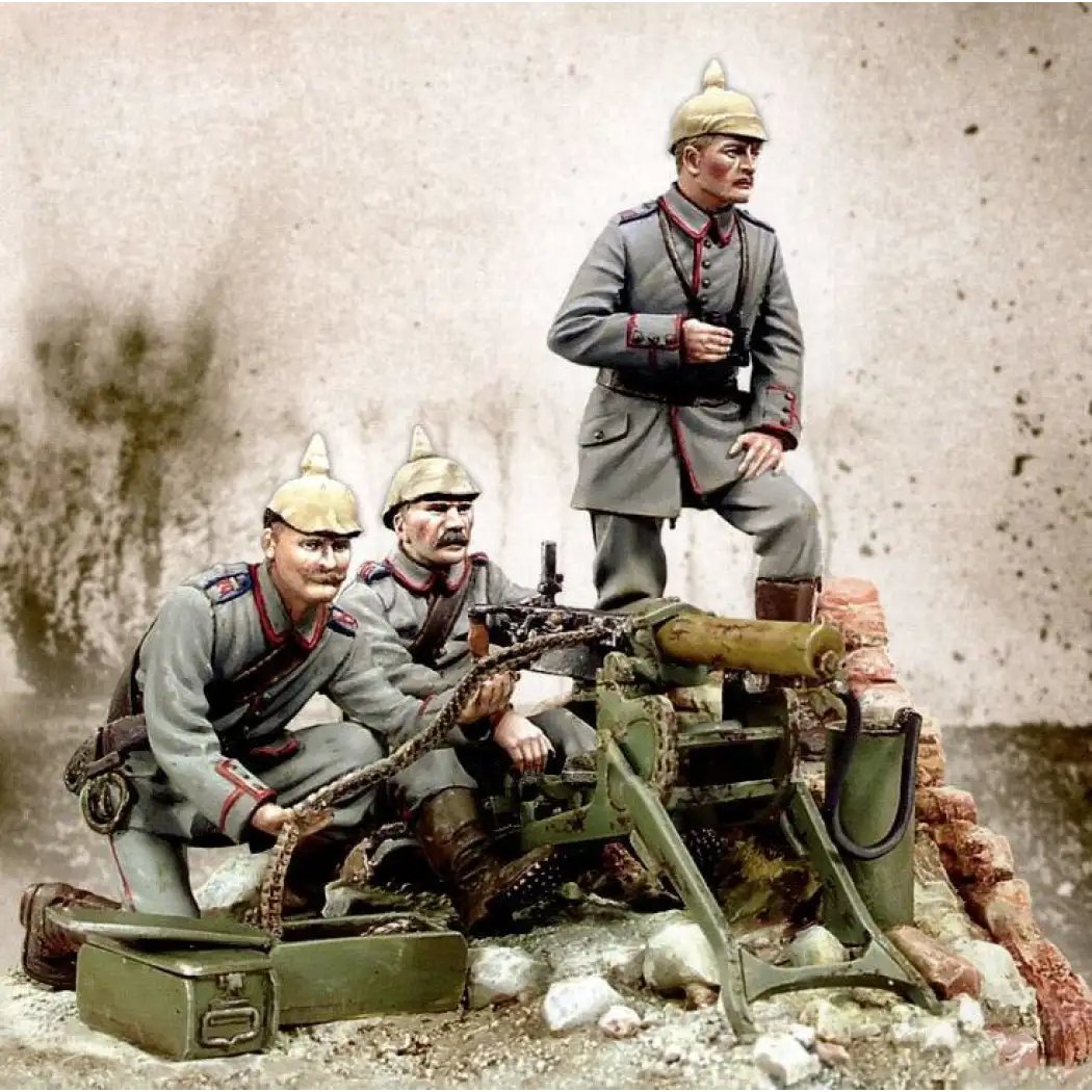 1/35 3pcs Resin Model Kit German Soldiers Machine Gun Team WW1 Unpainted