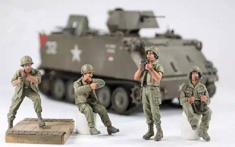 1/35 4pcs Resin Model Kit Vietnam War US Army Soldiers (no tank) Unpainted