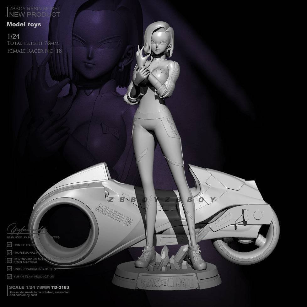 1/24 Resin Cyberpunk Model Kit Beautiful Girl with Motorcycle TD-3163 Unpainted