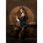 1/24 Resin Model Kit Beautiful Girl Woman Witch on a Broomstick Unpainted