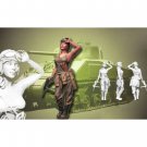 1/16 Resin Model Kit Beautiful Girl US Army Soldier Tanker WW2 Pin Up Unpainted