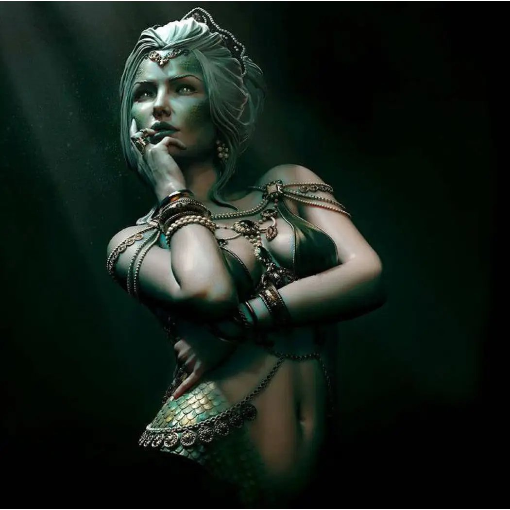 1/10 BUST Resin Model Kit Beautiful Girl Queen Princess Mermaid A-834 Unpainted