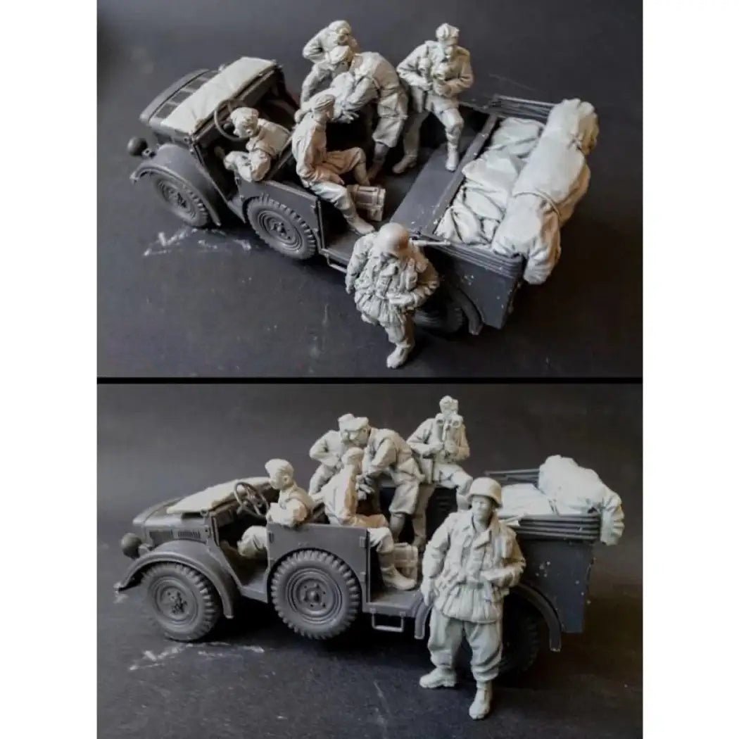 1/35 6pcs Resin Model Kit German Soldiers Infantry (no car) WW2 Unpainted